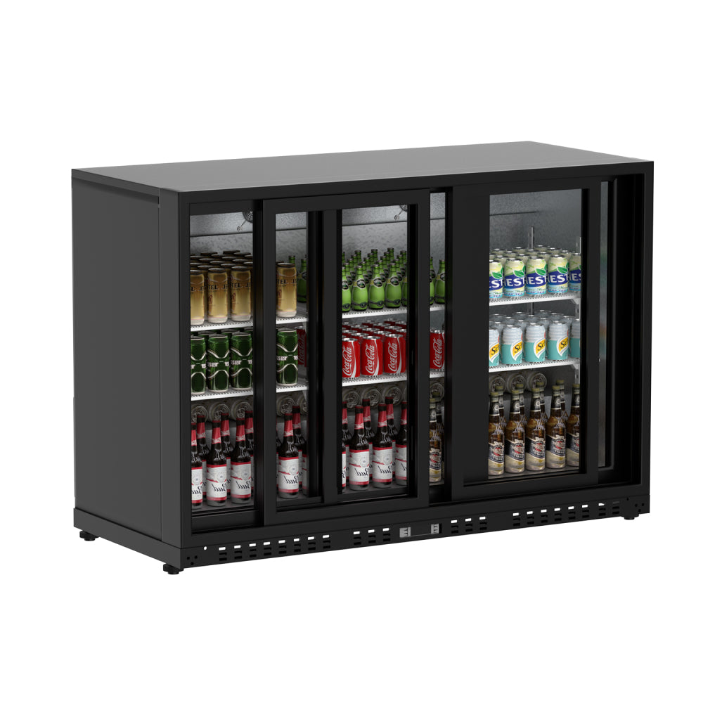 11.4 Cu.Ft Back Bar Cooler 53.2"W Beverage Refrigerator, 3 Low-E Glass Sliding Doors, Counter Height Bar Fridge,Commercial Display Refrigerator, Anti-Fog, LED Light for Beer, Wine,Soft Drinks
