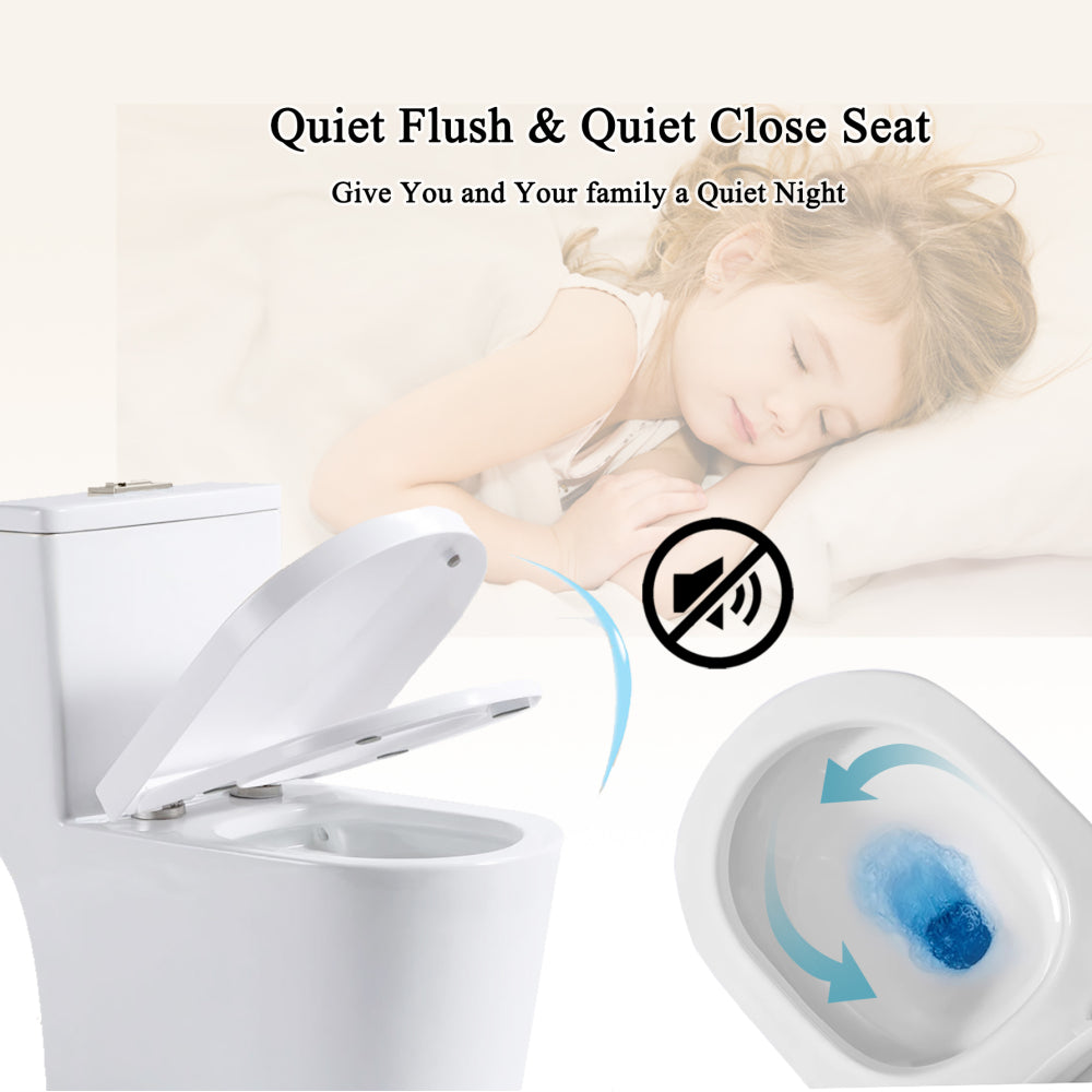 Small Compact One Piece Toilet Dual Flush,23 inch Short Depth for Tiny Bathroom,White
