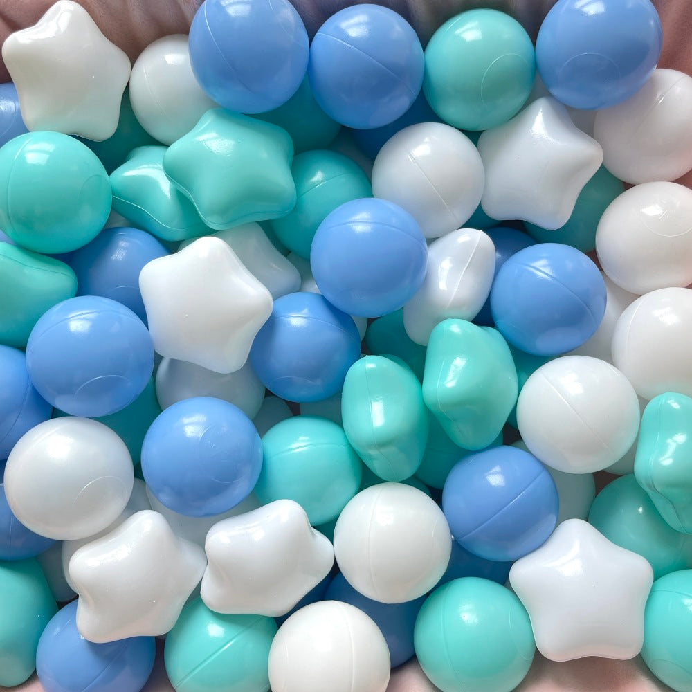 Ball Pit Star Balls 1000 Count for Kids, Colorful Phthalate Free BPA Free Baby Toddler Play Balls for Kids Toddlers - Safe, Crushproof, Lightweight, Durable Spheres-Blue&White