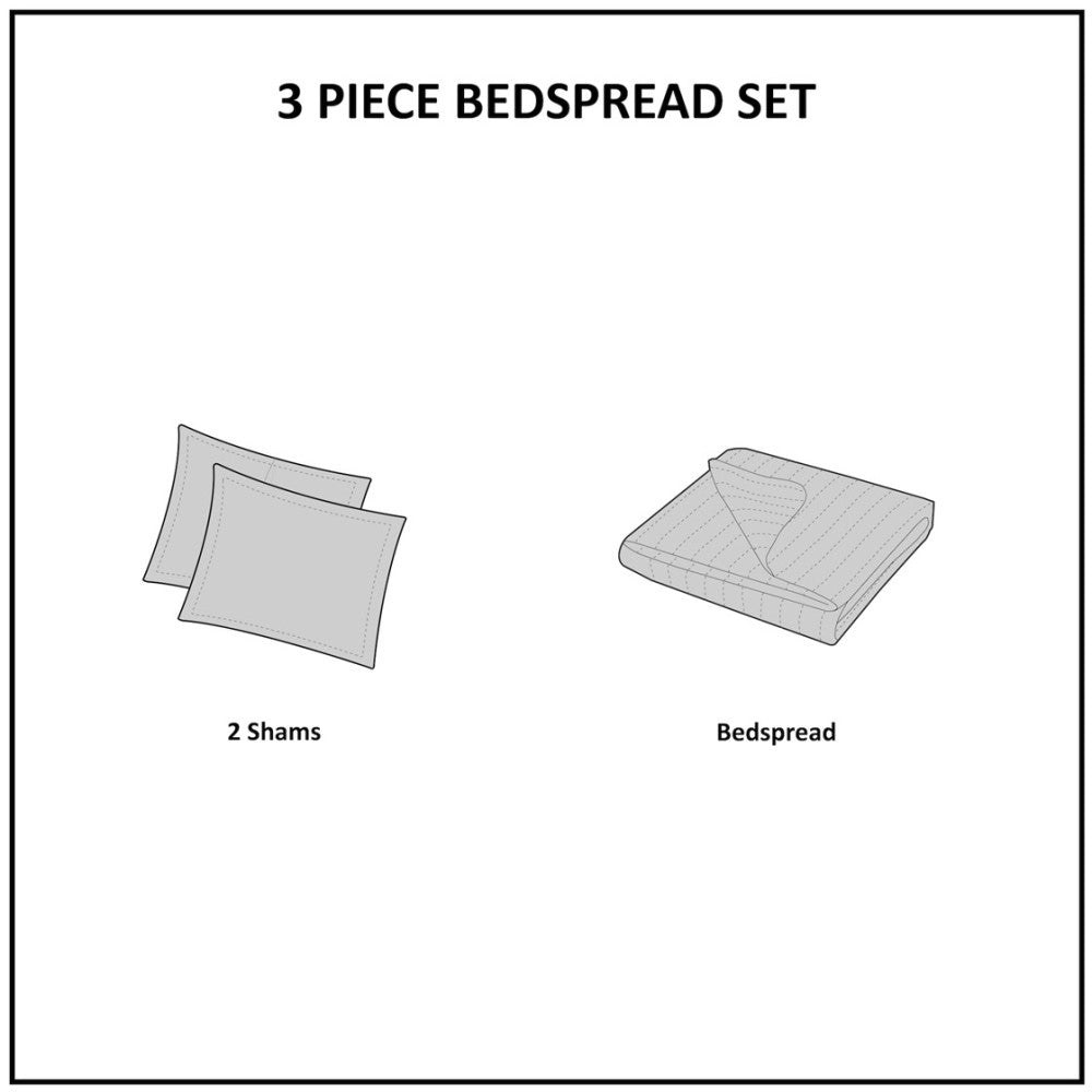 3 Piece Reversible Bedspread Set Seafoam King/Cal King
