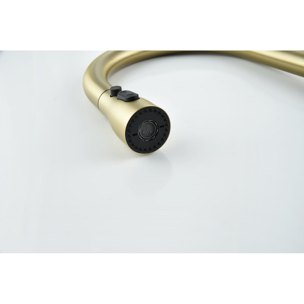 Pull-Down Single Handle Kitchen Faucet in Brushed Gold