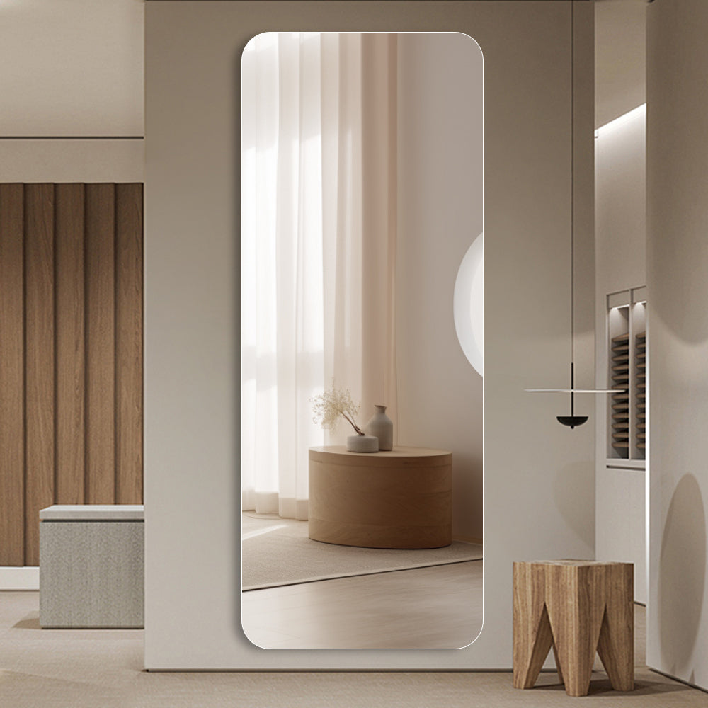 56"x 15" inch Full Body round corner mirror for Living Room Bedroom Cloakroom Wall hanging with hanging hole High quality 5mm silver mirror  Explosion-proof glass