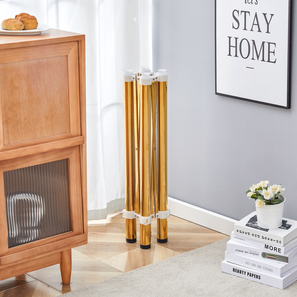 Simple Golden Stainless Steel Folding Table Frame - Multifunctional, Space-Saving.Folding Table Frame,Golden Stainless Steel Material,Only Table Leg.5.5*5.5*28.7~26.3*26.3*28.7 Inch.