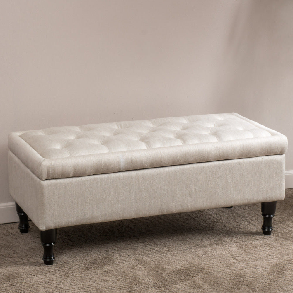 Storage Ottoman Bench with Solid wood legs, Tufted Ottoman with Storage Bench for Living Room, Large End of Bed Bench Ottomans, Modern Entryway Benches, Window & Bedroom Benches for Foot of Bed