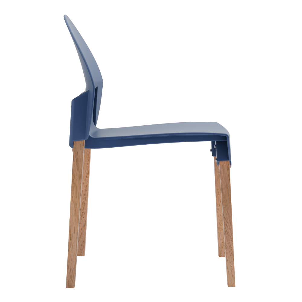 4-Pack Grey Blue Chairs – Red Oak Wood Legs & PP Seat, Indoor Dining & Living Room Furniture Set