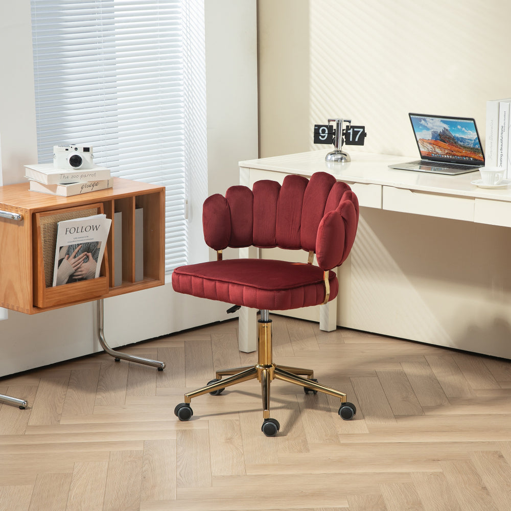 Velvet Home Office Desk Chair, Modern Cute Computer Chair, Wheels Swivel Height Adjustable Swivel Task Chair for Home Office (Emerald Velvet)