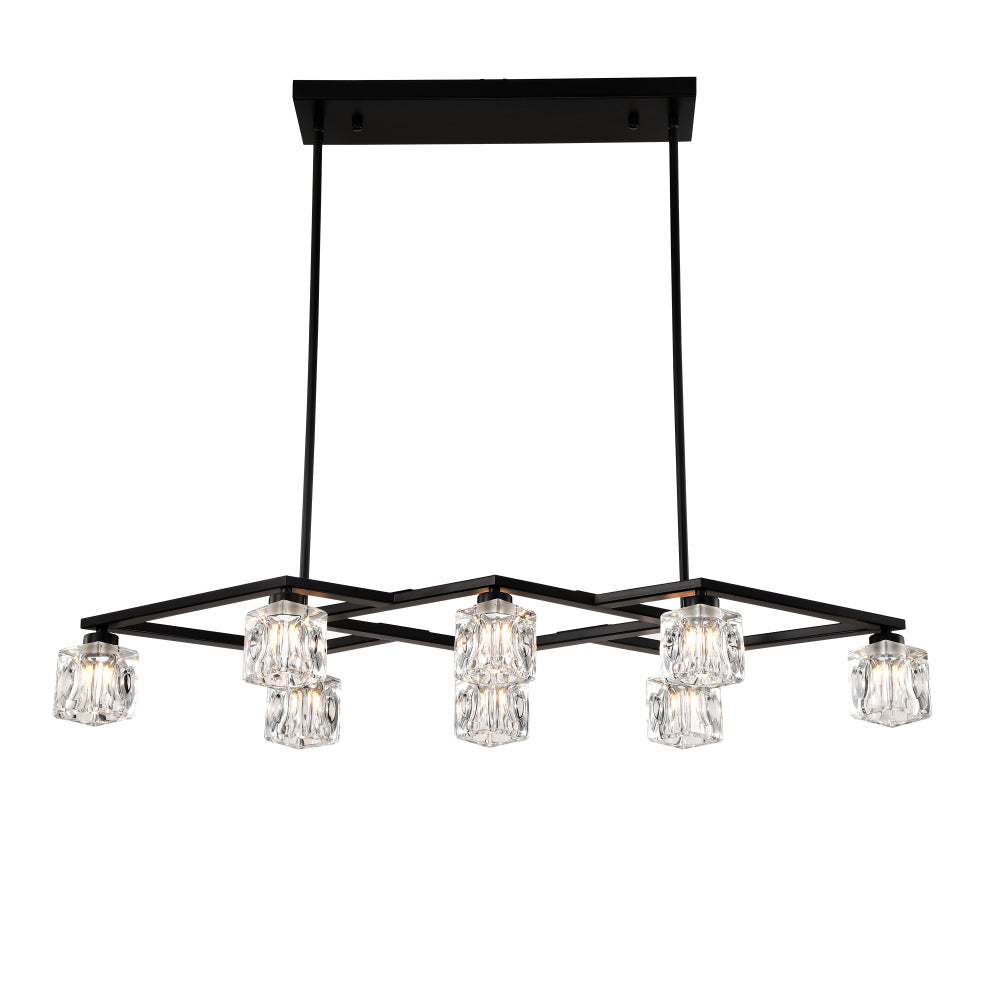 Crystal  Chandelier for Dining Room, 8-Light Kitchen Chandelier Light Fixture Modern Metal Industrial  Chandeliers for Farmhouse Entryway Living Room--Matte Gold (8*G9 Bulbs Included)