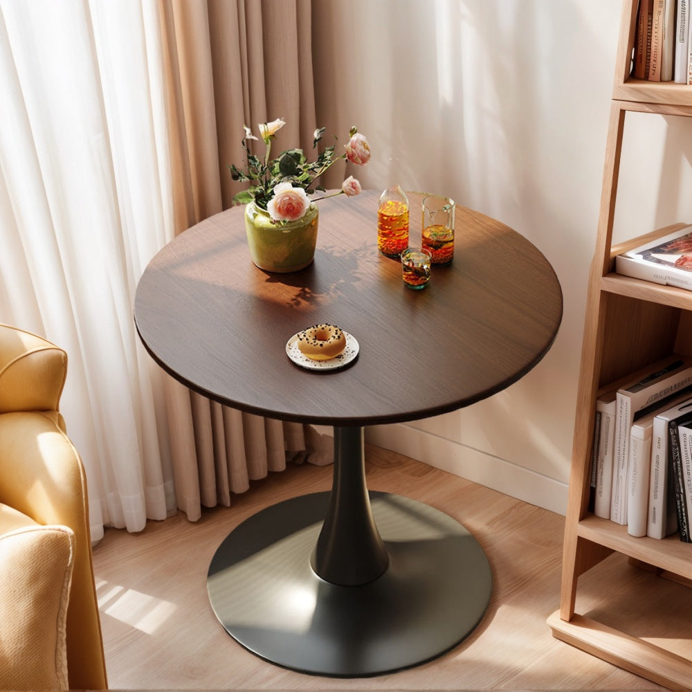 White Round Table, Modern Dining Table, MDF Top and Steel Base Tulip Round Kitchen Table, Mid Century Coffee Table for Living Room 24 Inch,Thanksgiving,Oval Dining Table,Gift for Mother's day