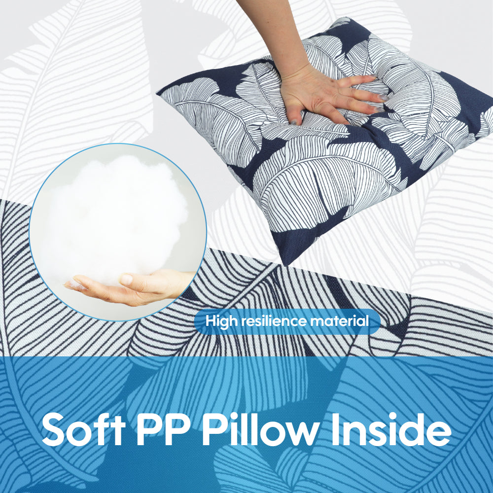 2 Pack Outdoor Throw Pillows, Waterproof & Fade-Resistant Patio Cushions for Garden, Porch, Poolside Furniture - Soft & Comfortable Decorative Pillow Covers (18x18 Inch, Blue leaf)