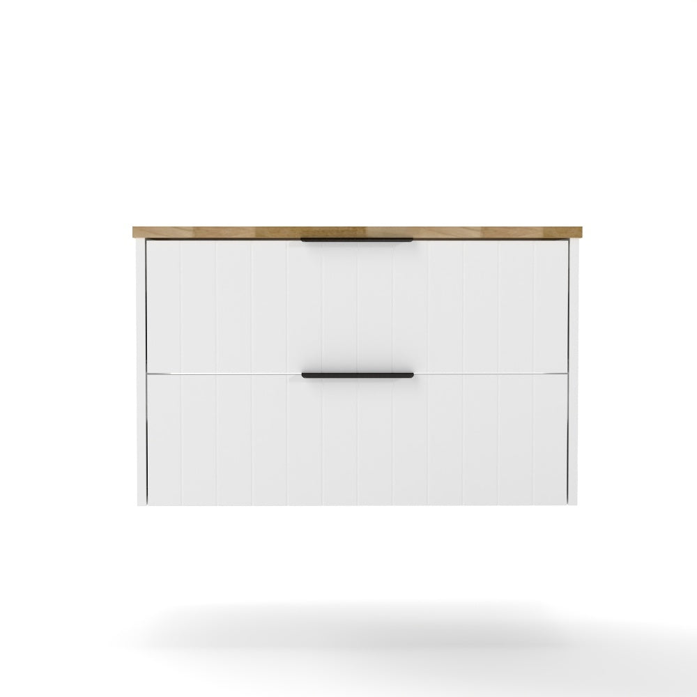 32-Inch bathroom vanity,only cabient,Solid wood top, double drawer design, drawer line shape,Soft-Close System,White+Natural