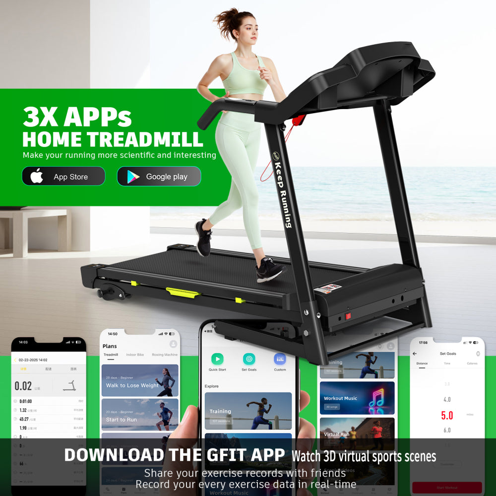 Foldable Treadmill with Incline, Folding Treadmill for Home Electric Treadmill Workout Running Machine, Handrail Controls Speed, Pulse Monitor,APP