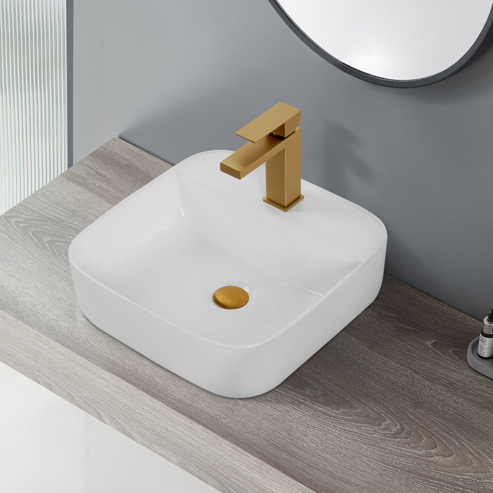 Bothwa Home Rectangular Countertop Ceramic Wash Basin (White Finish) CUPC Certified