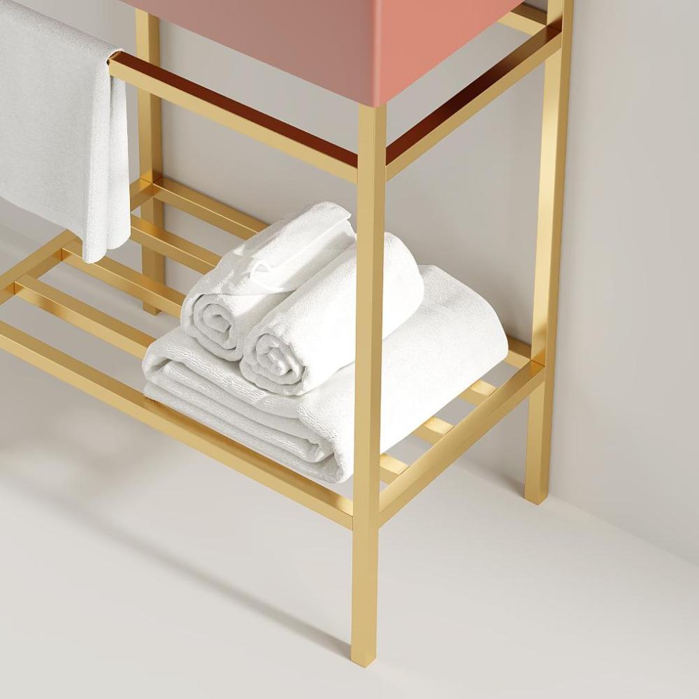 LOFI 24'' Freestanding Bathroom Iron Shelves without Basin, GOLD