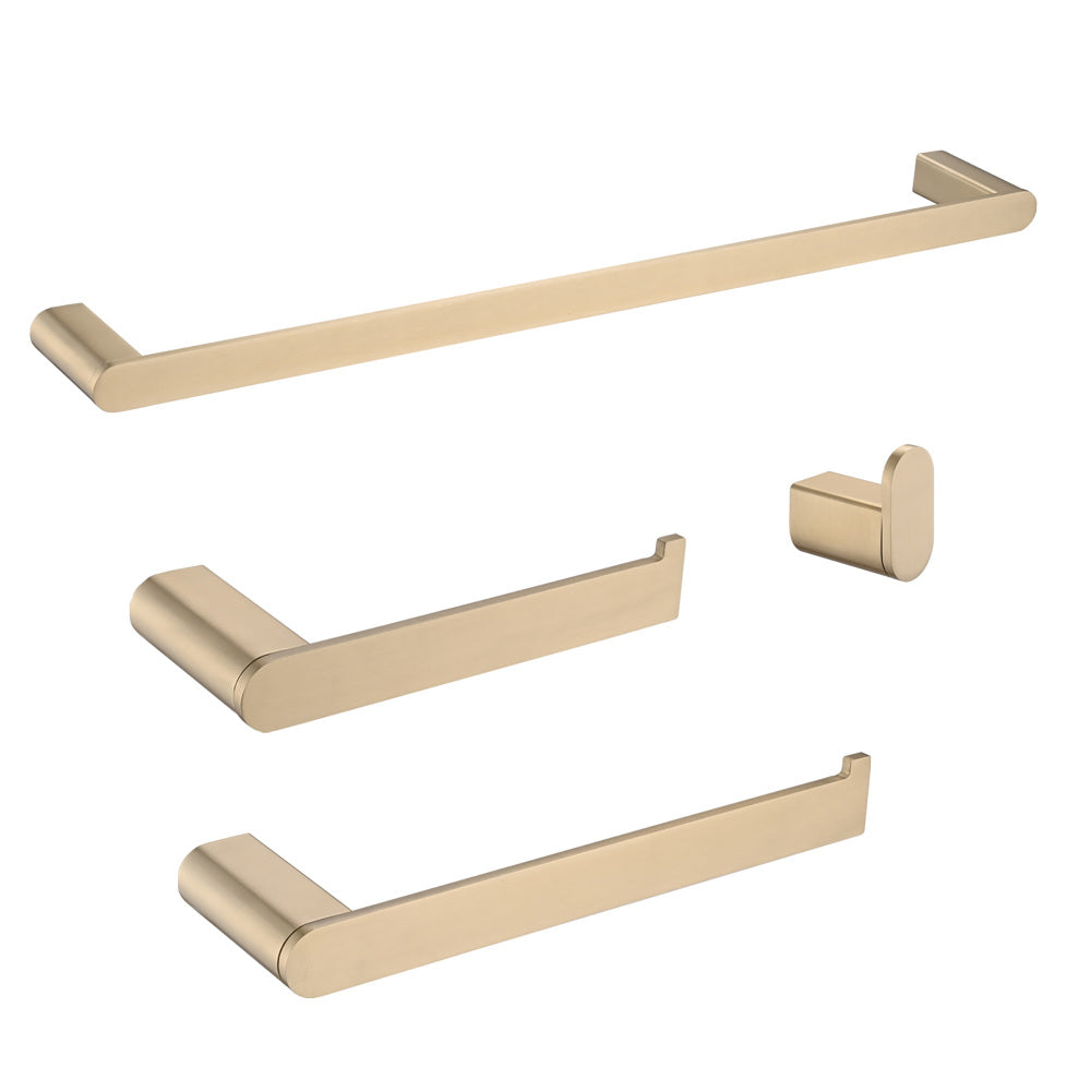 Brushed Gold 4-Pieces Bathroom Hardware Set Towel Bar Set Include Single Towel Bar Towel Holder Toilet Paper Holder