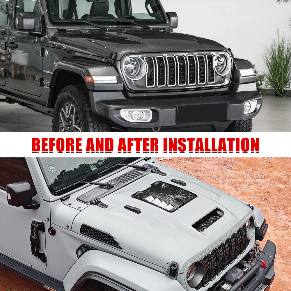 Space-Capsule Style Hood/Heat Dispersion Hood Compatible with 2018-2023 Jeep Wrangler JL JLU & 2020-2023 Gladiator JT Replacement Hood(Not for Mojave&392 Model)