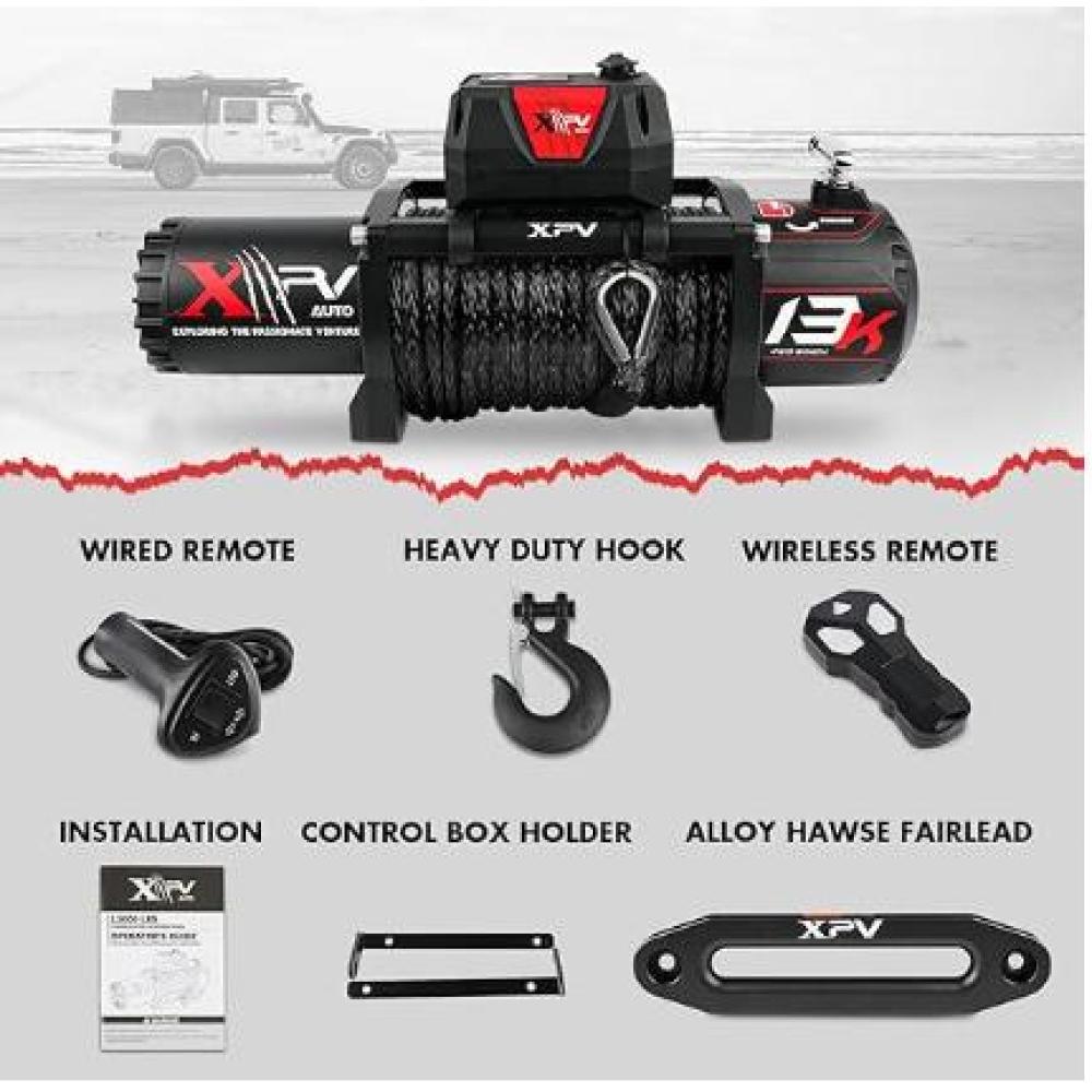 XPV 13000lb. Winch Synthetic Rope Electric Truck Winch Waterproof with Wireless Remotes