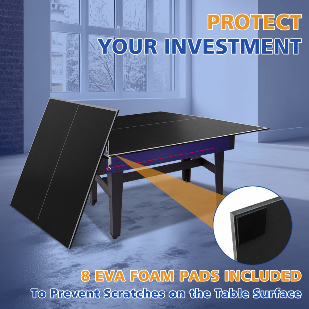 6*3ft Black Mid-Size Ping Pong Conversion Top Foldable & Portable Table Tennis Table Top for Indoor Games