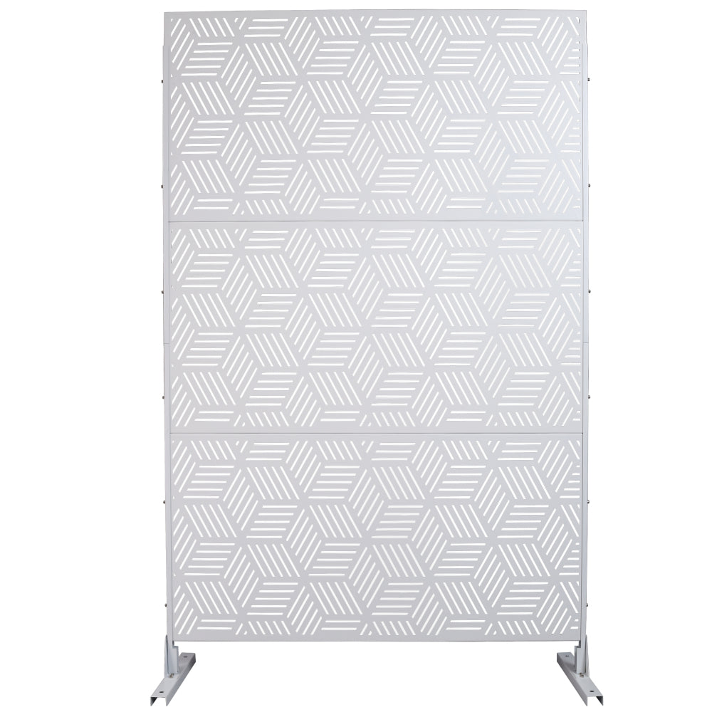 Outdoor & Indoor Privacy Screen Metal Privacy Screen 76" H×48" W, Freestanding Decorative Privacy Screen for Deck Balcony Patio, Privacy Fence Panels for Outside Lawn Garden PS116 WHITE