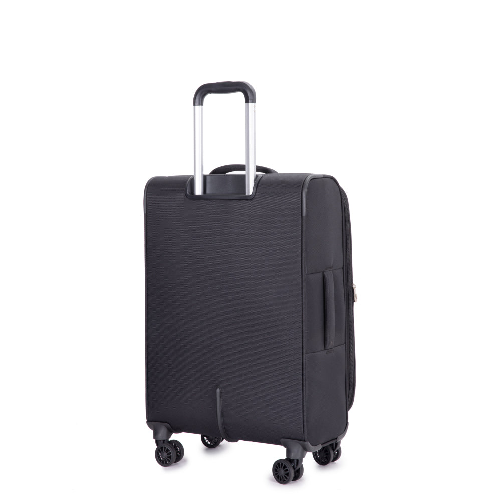 3-Piece Set (18/Travelbag/toiletry bag) ,Softshell Suitcase Spinner Wheels Terylene Polyester Luggage Sets Carry On Suitcase Luggage Lightweight Durable Suitcase Black