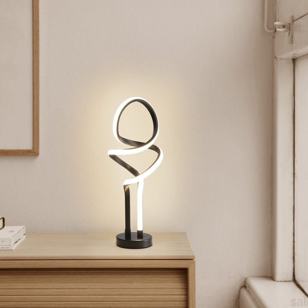Small Unique Bedside Dimmable LED Table Lamp with Plug, Modern Desk Lamp for Girls Room, Living Room, Dresser