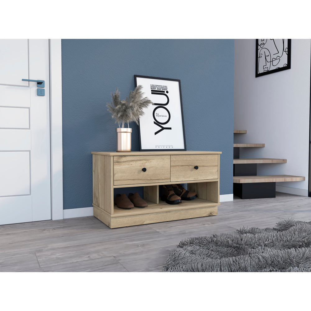 Tulip Storage Bench, Two Drawers, Two Shelves