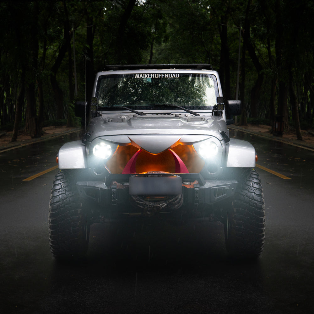 Halloween Front Grille Grid Grill for 2007-2018 Jeep Wrangler Rubicon Sahara Sport JK/JKU, Matte Black