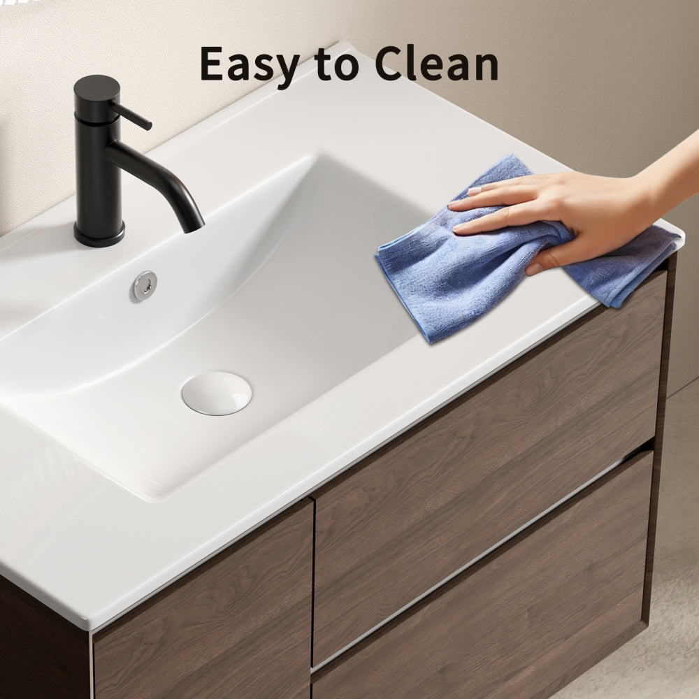 24 inch Bathroom Vessel Sink, Ceramic Bathroom Vanity Sink Top without Overflow,  Convenient for Storing Personal Items - Glossy White