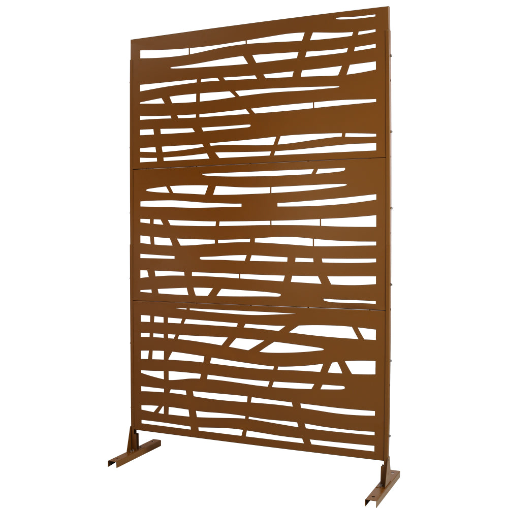 Outdoor & Indoor Privacy Screen Metal Privacy Screen 76" H×48" W, Freestanding Decorative Privacy Screen for Deck Balcony Patio, Privacy Fence Panels for Outside Lawn Garden PS109 BROWN