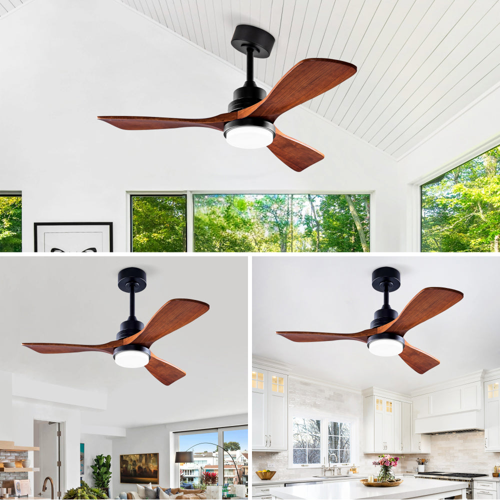 Hot sales 42 Inch Ceiling Fans with Lights and Remote, Outdoor Ceiling Fan for Patios with Light 3 Blades Modern Ceiling Fan Noiseless Reversible DC Motor, Wood Fan for Farmhouse