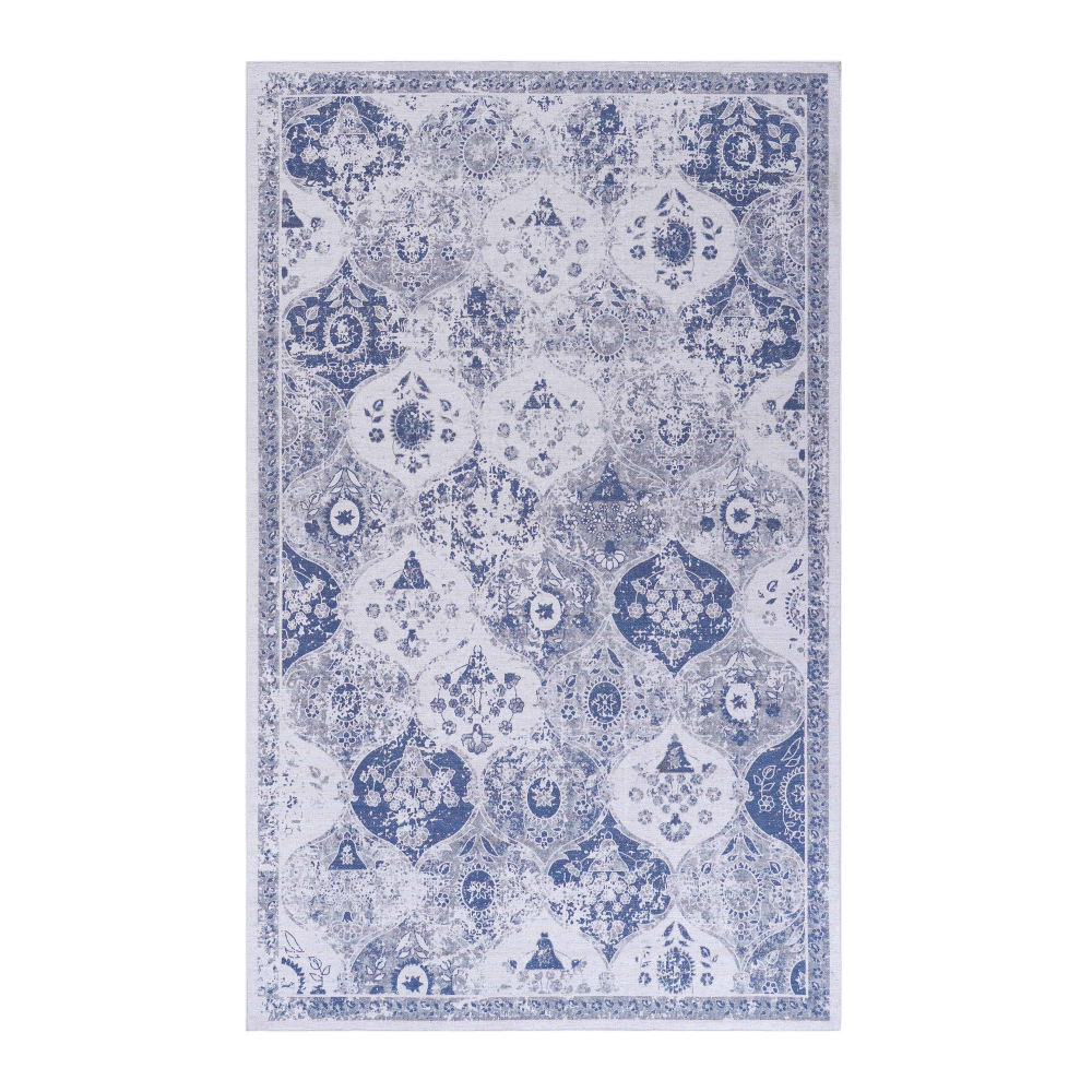 NAAR MAVAL Blue Washable Rug 5x8 Area Rug (Blue, 5' x 8')