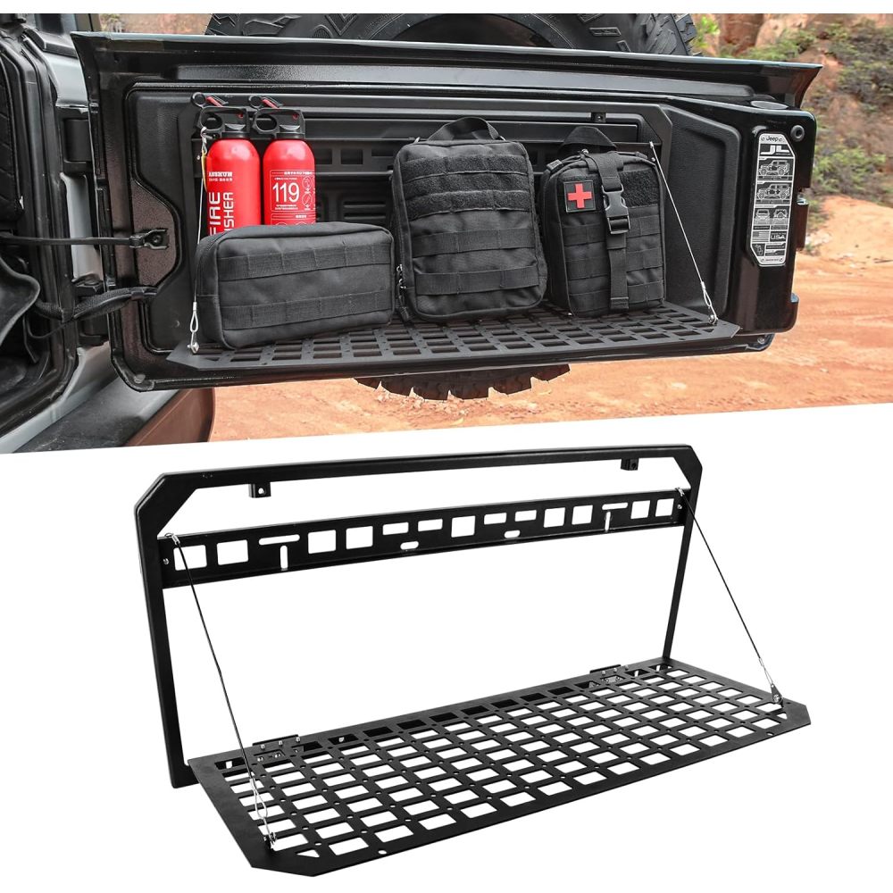 Tailgate Table Foldable Rear Cargo Shelf Compatible with Jeep Wrangler 2007-2018 JK JKU & 2018-2022 JL JLU