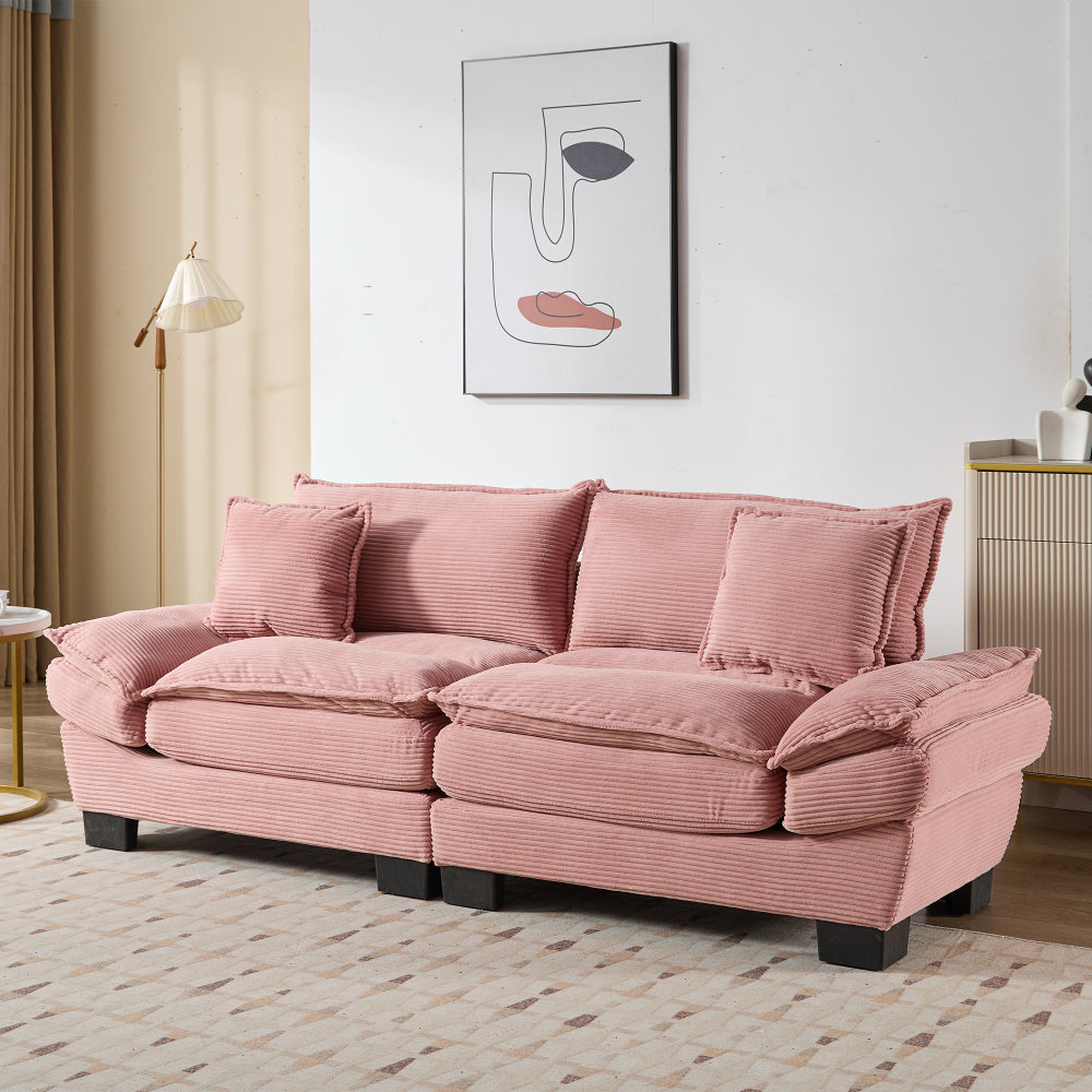 Corduroy Sofa Sleeper Couch Loveseat Sofa with Pillows Comfy Upholstered Deep Seat Sofa for Bedroom,Living Room,Apartment,Office,Dorm-Blue Corduroy