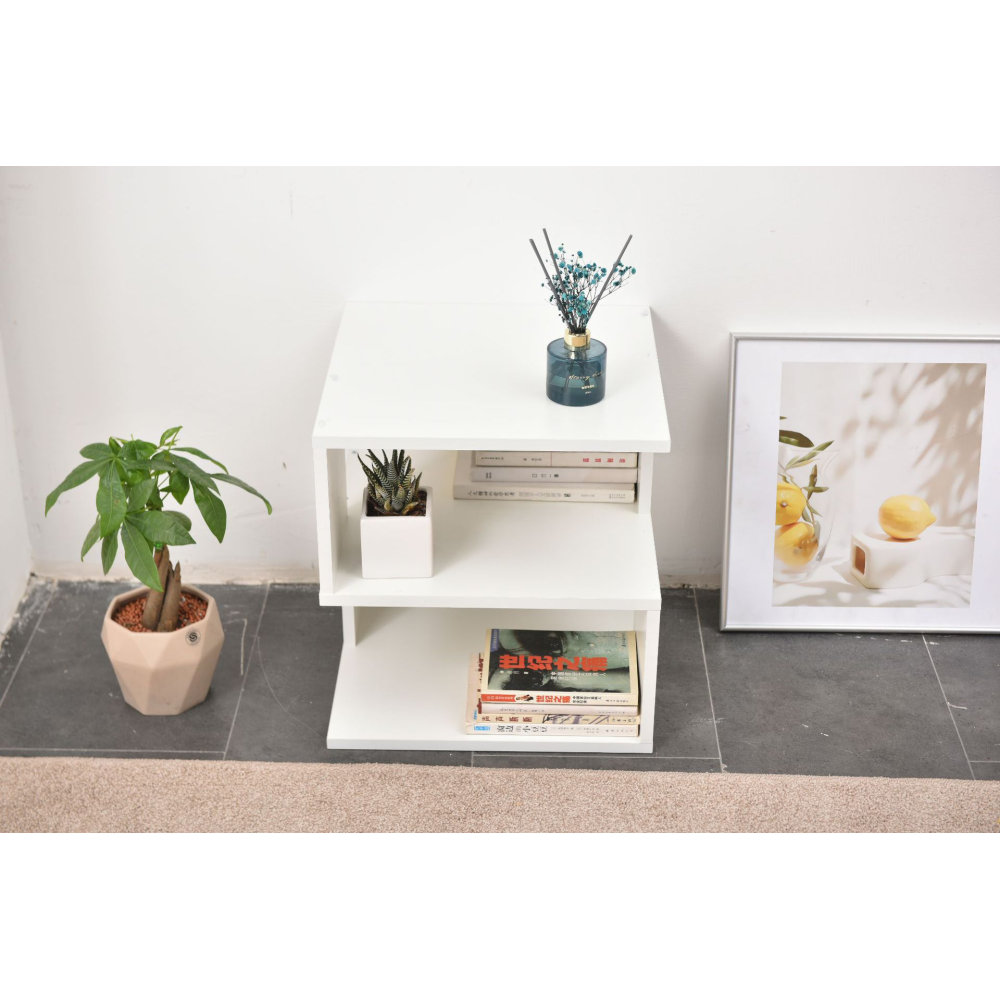 White 2-layer simple household bookshelf