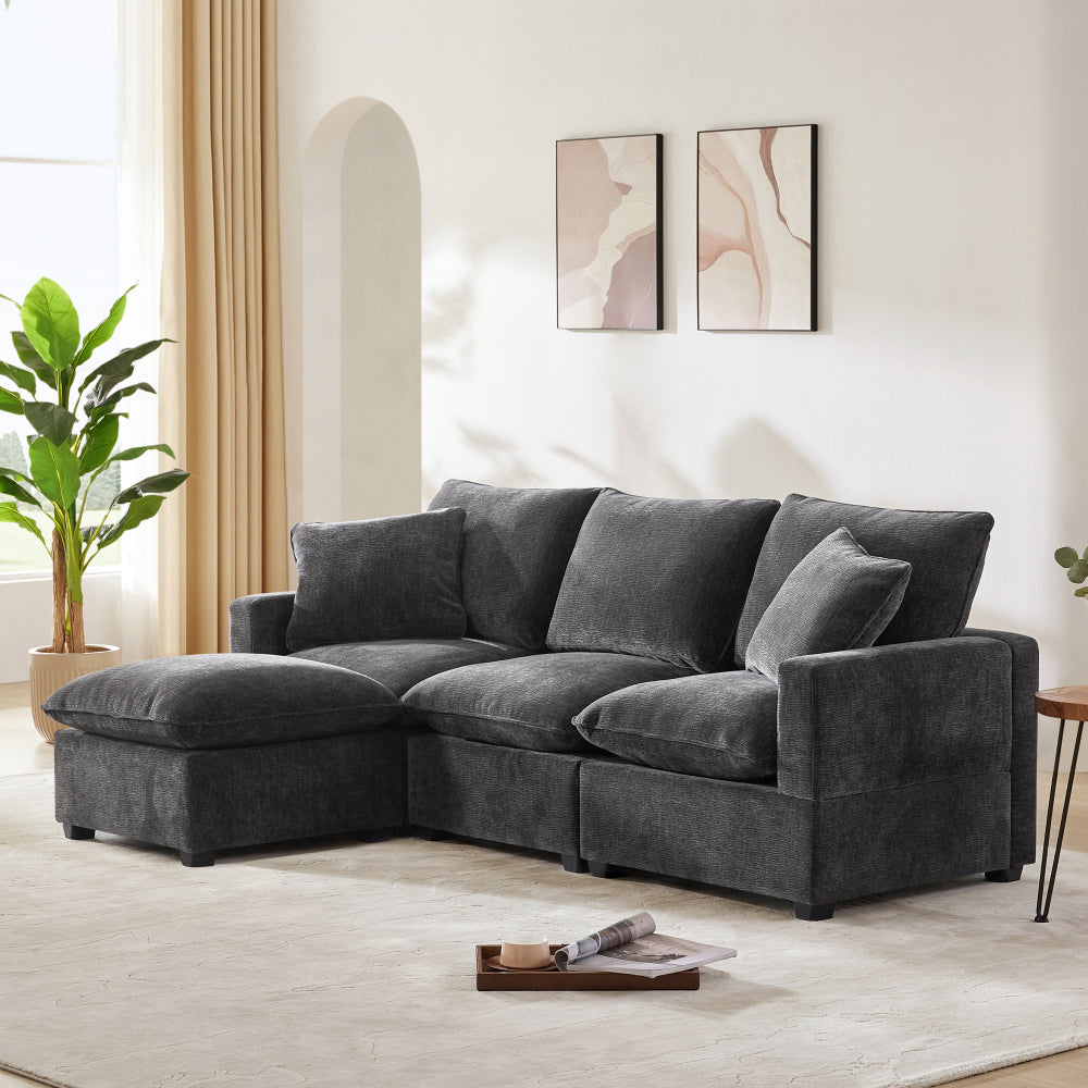 26*26" Ottoman Module for Modular Sectional Sofa,Wide Seat,Chenille,2 Colors