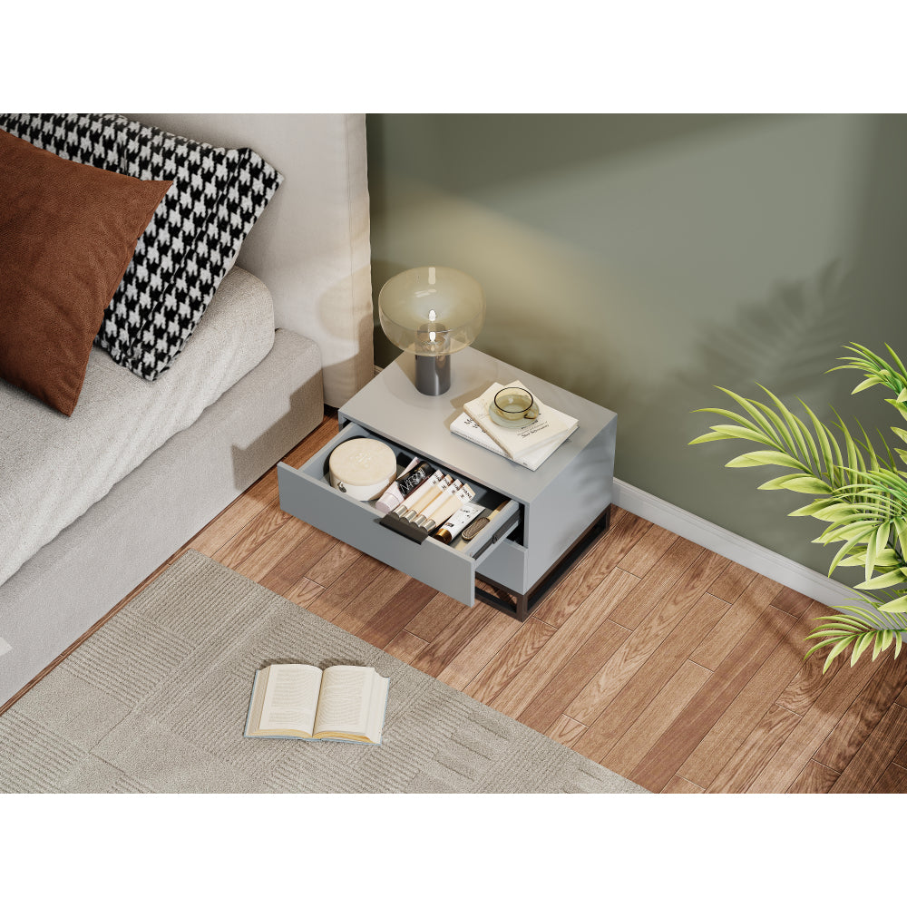 22" Grey white Nightstand with 2 Drawer , Small Dressers for Closet, Wood Storage Cabinet for Hallway Bedroom Entryway, Sofa Beside Table Drawer Chest