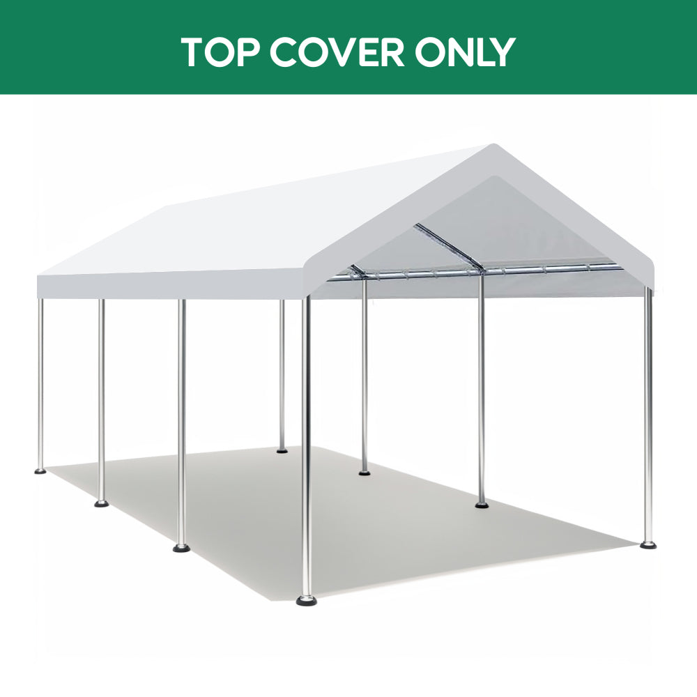 10 x 20 Ft Carport Replacement Canopy Cover Garage Top Tent Shelter with 36 Ball Bungee Cords Heavy Duty Waterproof UV & Tear Resistant, Easy Assembly, White (Only Cover, Frame Not Include) - White