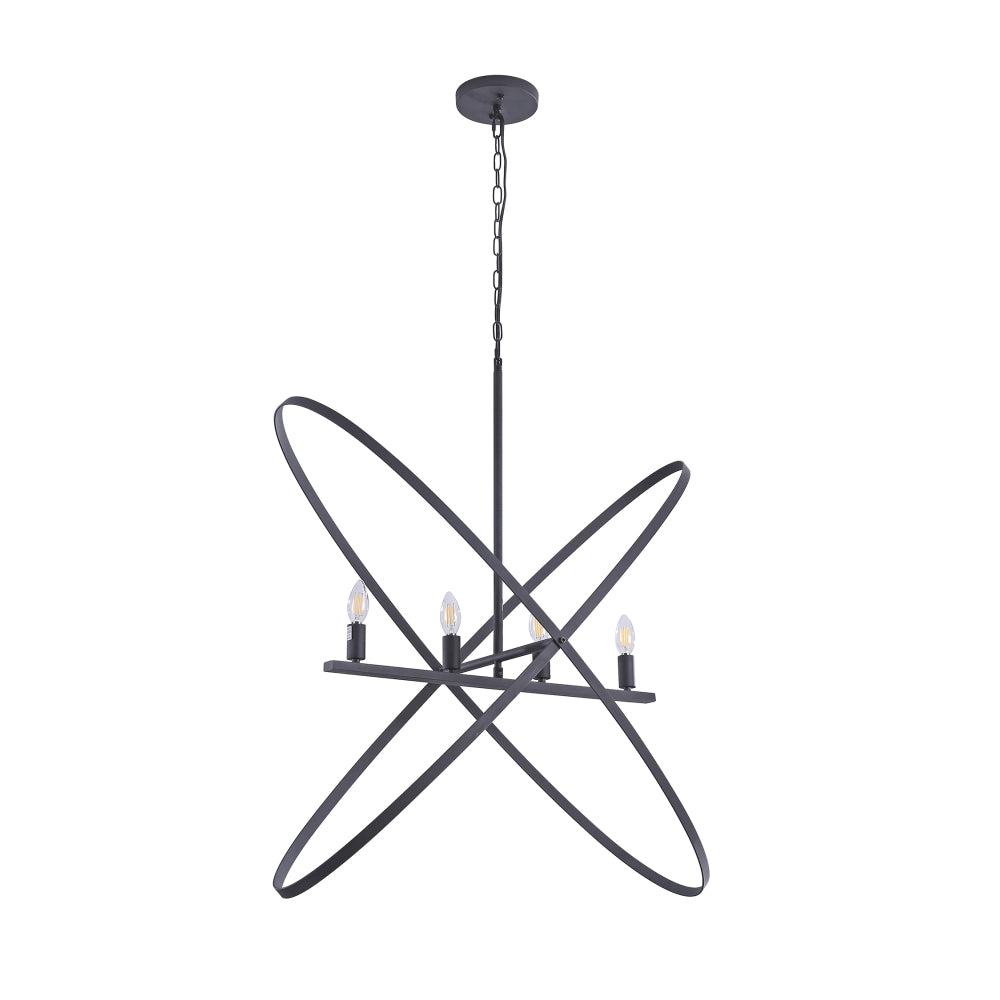 29"L X 15"W X 37.5"H 4 Led Matte Black Atom Brass Metal Pendant