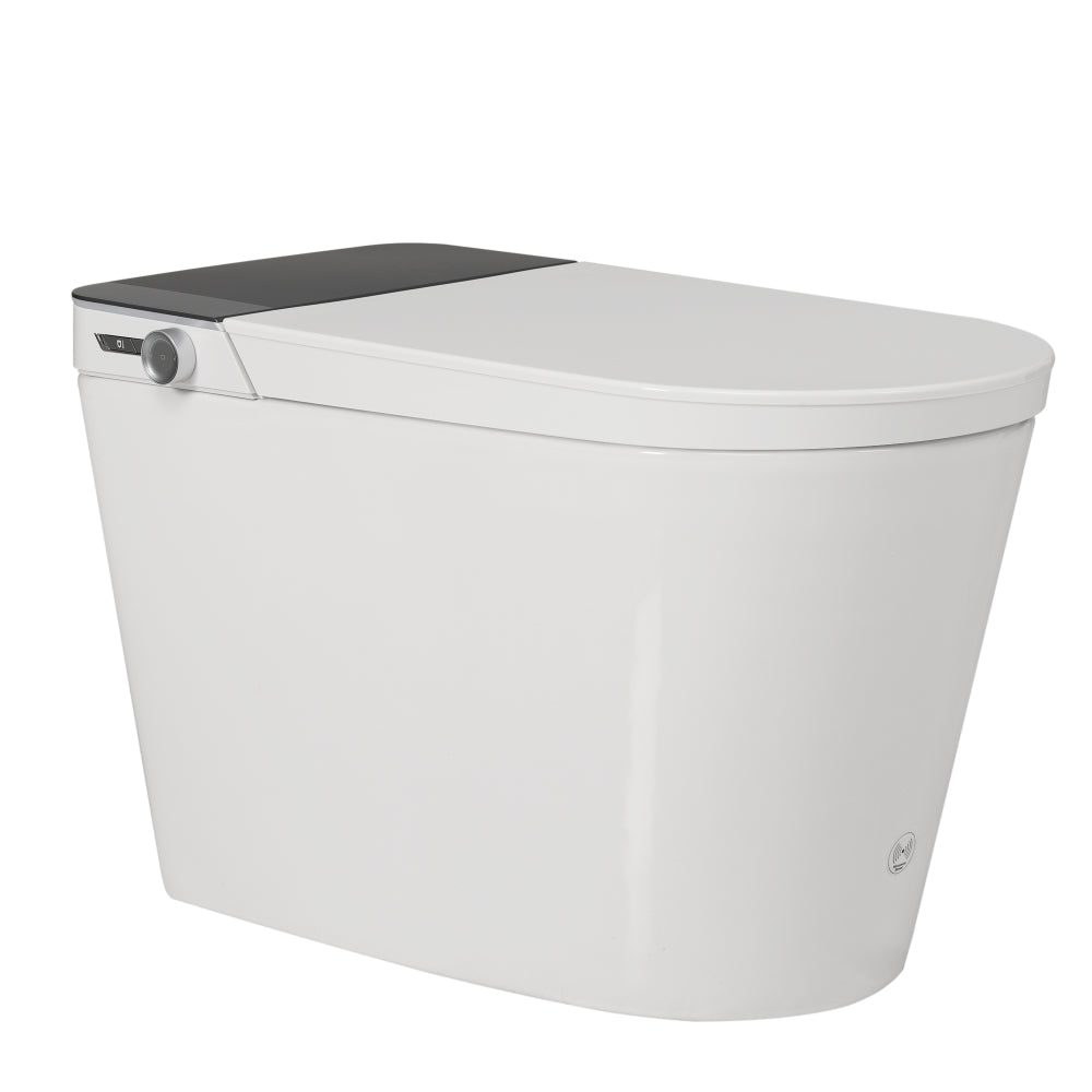 Tankless Smart Toilet with Bidet Built In, Auto Open & Close, Wider Bidet with Heated Seat, Warm Water and Dry, Foot Sensor, LED Display, Remote Control, White