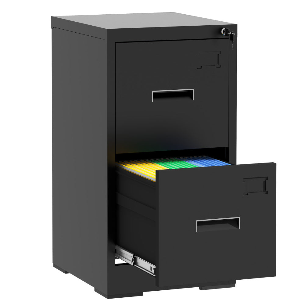 3 Drawer Metal Vertical File Cabinet with Lock and Card Slot Office Home Vertical File Cabinet for A4 Legal/Letter Size Narrow File Cabinet Locked,Assembly Required (Black)