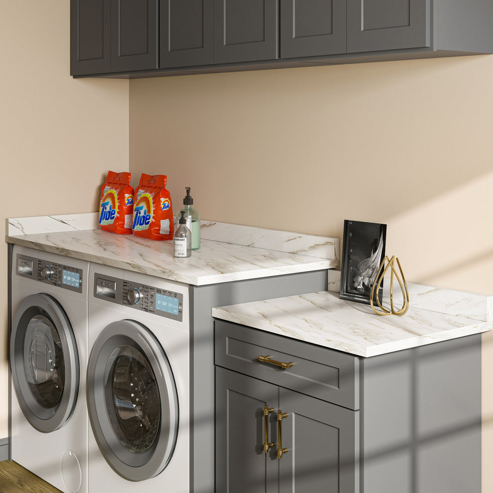 Laminate Countertop, Kitchen Countertop, Wood Plywood Sheets Table Top for DIY, Office Desk Top, Washer Dryer Counter Top, 96" L x 25.56" W x 0.75" D (Drama Marble)