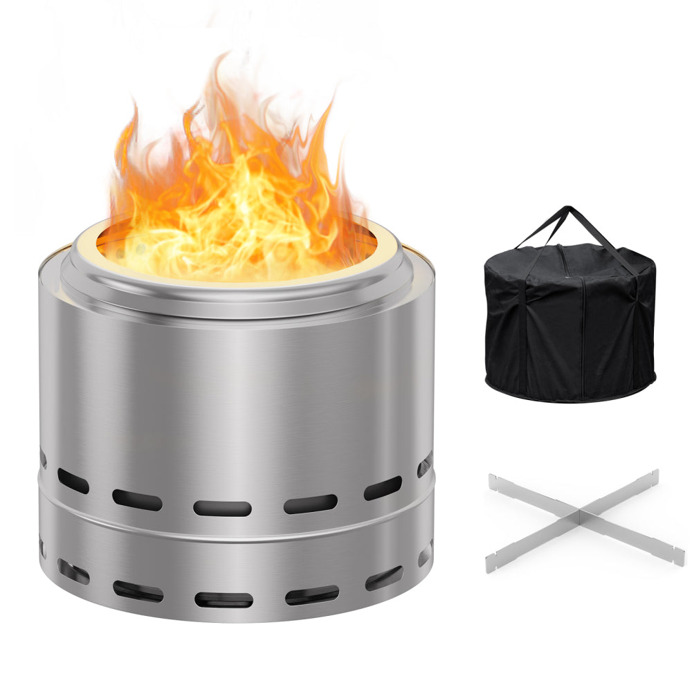 19.5" Smokeless Fire Pit, Portable Outdoor Firepit, Wood Burning Fireplaces, Low Smoke Bonfire for Camping, Patio and Outside