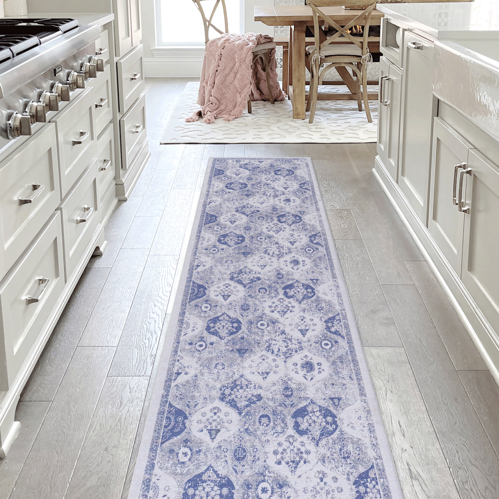 NAAR MAVAL Blue Washable Rug 5x8 Area Rug (Blue, 5' x 8')