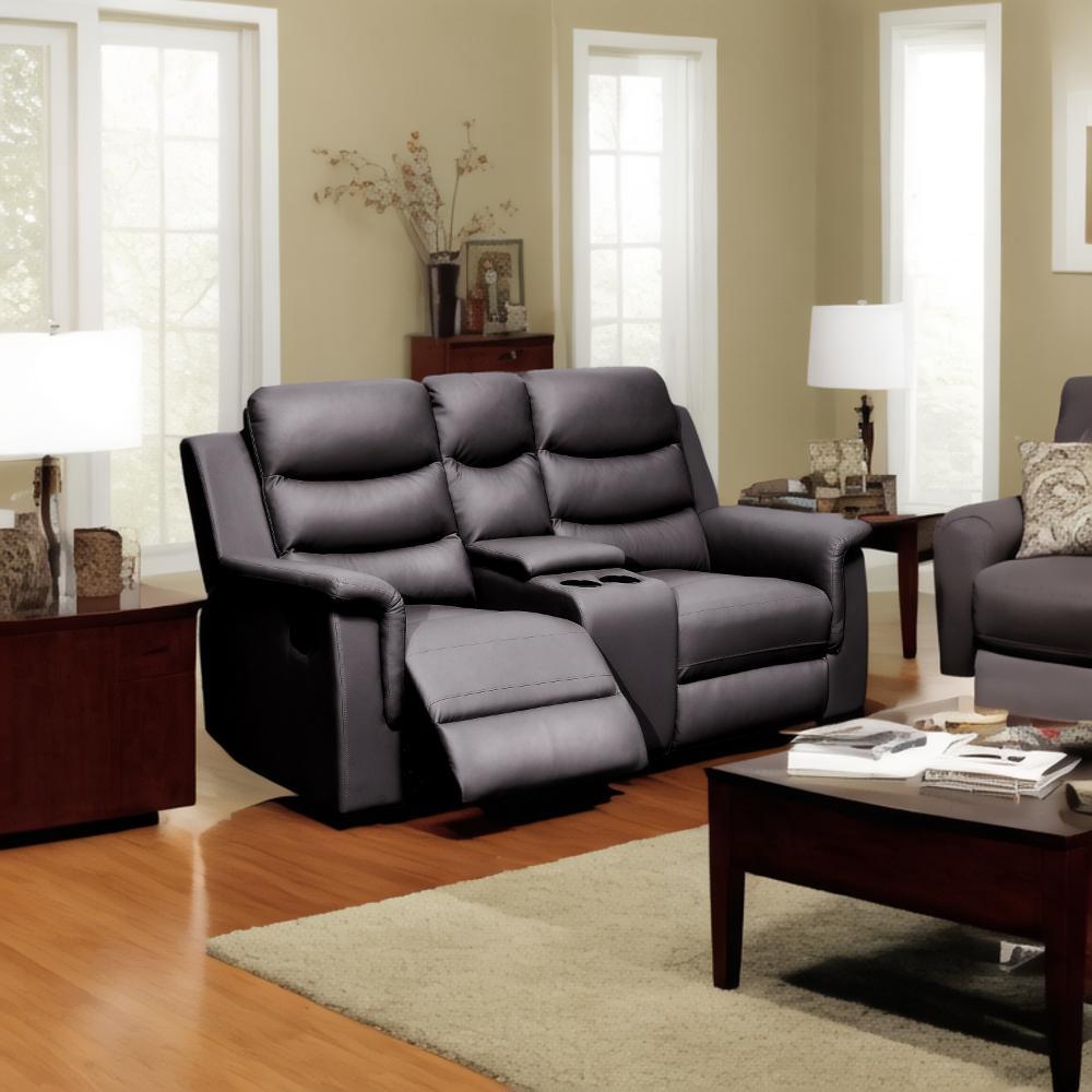 Reclining Loveseat with Middle Console Slipcover,  Stretch Loveseat Reclining Sofa Covers (BLACK, 2 Seat Recliner Cover with Console)