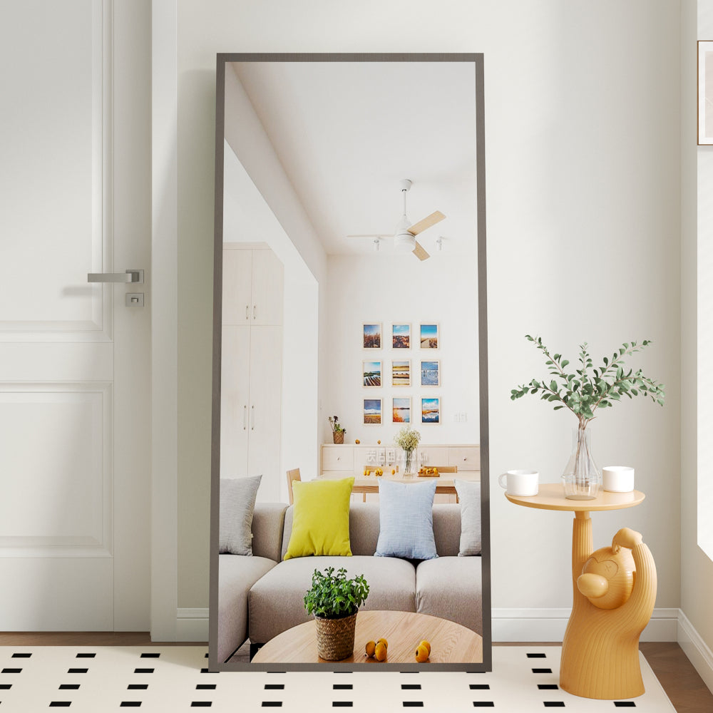 Fourth generation solid wood frame full-length mirror, dressing mirror, bedroom porch, decorative mirror, clothing store, floor standing large mirror, wall mounted. 71 "* 31.5"
