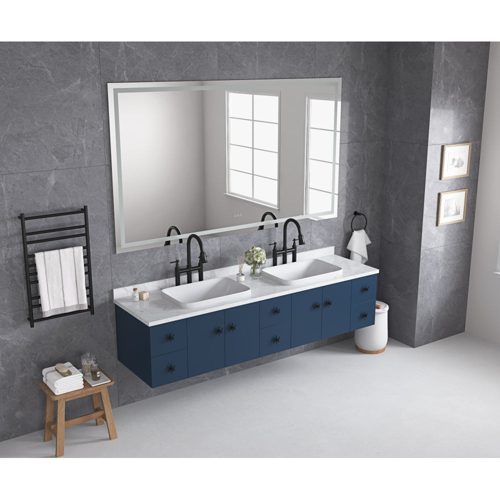 84 x 48 Inch LED Bathroom Mirror with Front and Backlight, Wall Mounted Vanity Mirror, Anti-Fog, Memory, 3 Colors, Stepless Dimmable