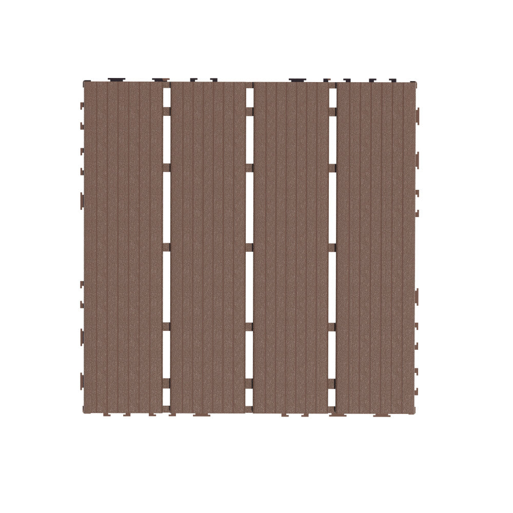 Plastic Interlocking Deck Tiles,44 Pack Patio Deck Tiles,12"x12" Square Waterproof Outdoor All Weather Use, Patio Decking Tiles for Poolside Balcony Backyard, Brown