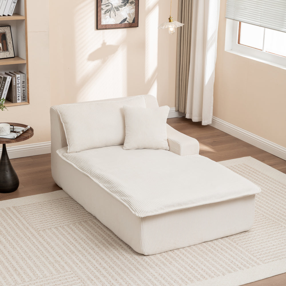 Right Armrest Chaise Lounge Chair Upholstered Sofa Bed No Assembly Required,Oversized Sleeper Chair in Box for Living Room, Movie Room, Bedroom (Single)