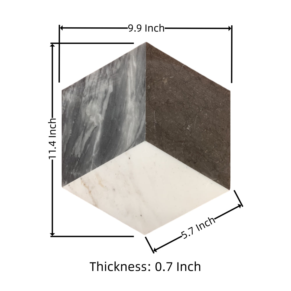 Hexagon Water-jet marble,White Gray Black 3 color, natural marble, for floor and wall,polished marble tile, natural stone, genuine marble, real marble, 1 box 12 pcs