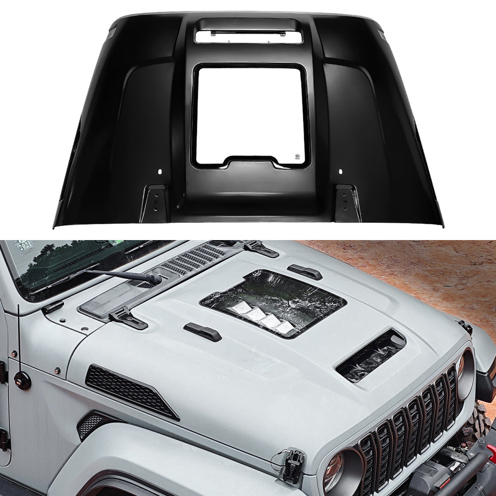 Space-Capsule Style Hood/Heat Dispersion Hood Compatible with 2018-2023 Jeep Wrangler JL JLU & 2020-2023 Gladiator JT Replacement Hood(Not for Mojave&392 Model)
