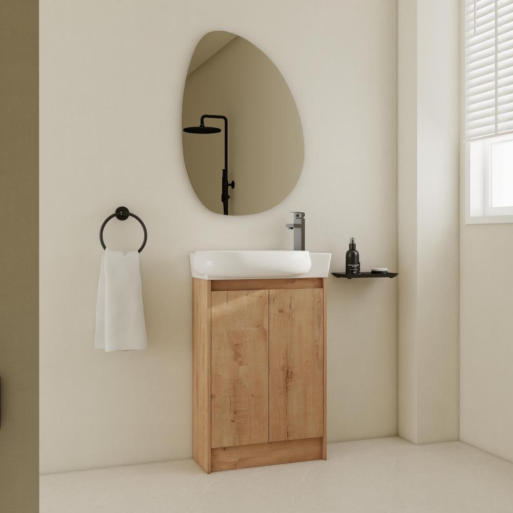 Soft Close Doors Bathroom Vanity With Sink,16 Inch  For Small Bathroom